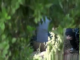 Blonde woman caught by two spy cams peeing