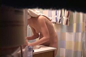 Small titted brunette voyeur