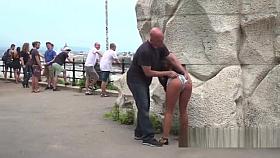 Two slaves disgraced in public outdoor