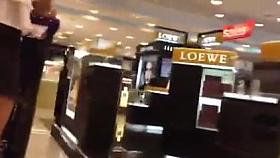 Black denim short slut with ass hanging out