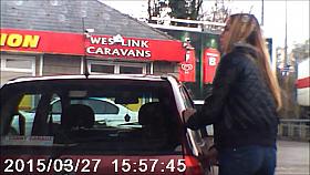 cute girl at the pumps ( nice booty )