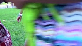 Ginormous black booties bouncing sensually on the street