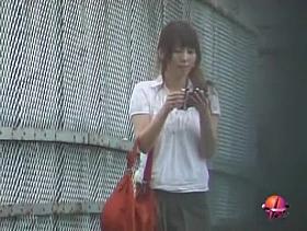 Smiley long-legged amorous vixen flashes her twat during sharking attack