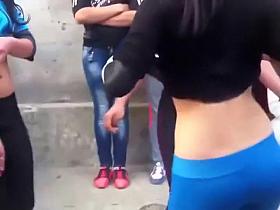Voyeur tourist stumbles on dancing girls