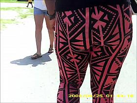 sexy black teen in see thru leggings stripe panty