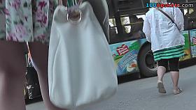 Lovely ass in cute panties in the real upskirt video