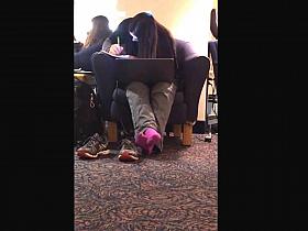 Candid College Socked Feet at Library Faceshots