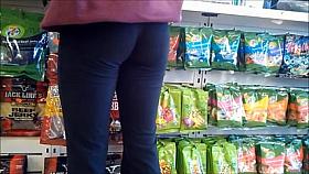 Babe with Hot Tight Little Ass in Black Leggings