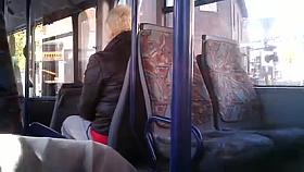 jerking for blonde mature woman on bus 2