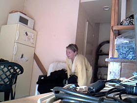 Sweet Christelle with the naked boobs on home voyeur cam