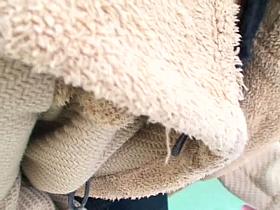 Cute Japanese chick laughs, her mini titties jiggle in a doublouse