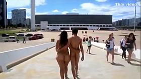 Newly married couple walked naked in the public place