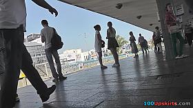 Nice upskirt sexy view by amateur female with fat ass