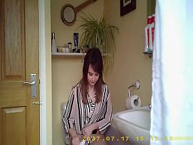 My sister's friend pees and fixes her hair in our bathroom