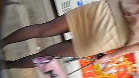 Pantyhose up skirt of the office lady