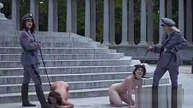 Mistresses in uniforms disgraced slaves