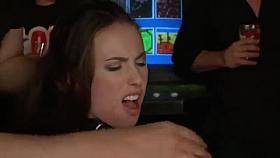 Brunette in stockings and boots fucked