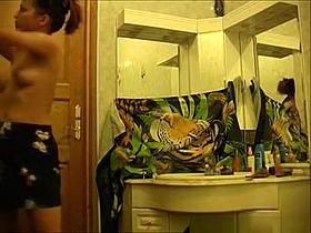 Sister In law undresses for shower