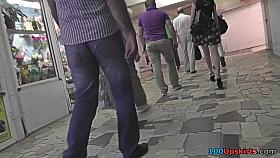 Voyeur upskirt vid of a super-hot brunette's ass