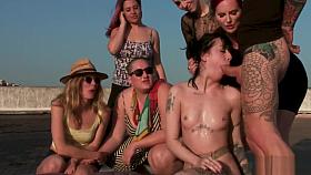 Lezdom torment of alt lesbian outdoor