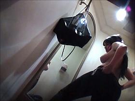 Hot tits girl in dressing room got voyeured topless