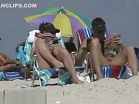 Couple split by Strangers on a nude beach