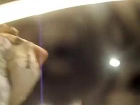 Woman in short dress and pony tail upskirted