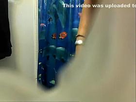 Spy camera in bathroom catches chubby teee