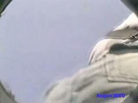 Plump girl followed around by an upskirt camera