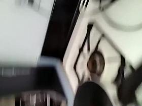 Gorgeous smiling girl dances to music