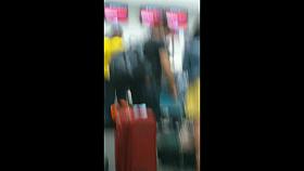 yellow skirt at the airport