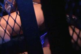 Upskirt voyeur with lace panty caught through the net