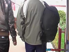 Seductive denim upskirt clip