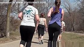 chicks Jogging in tight spandex