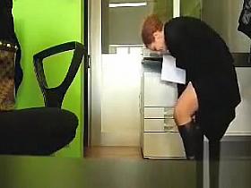 Our new secretary in a short dress is not wearing any panties