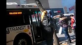 Candid Big booty latina wanting for the bus