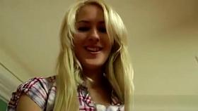 Pretty blonde sucks and fucks lucky older guy