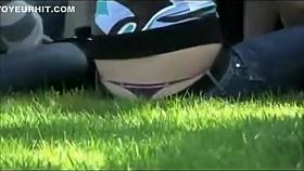 Whale tail revealed when she sat down