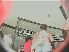 Real upskirt voyeur video of a big ass brunette chick