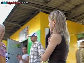 White mini hides sexy booty