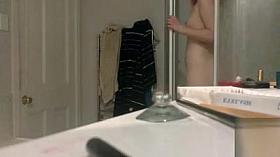 My very hairy aunt Gina goes to take a shower