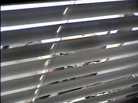 Trying to voyeur neighbor through window louvers