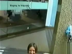 Public double dildo fun with a skinny naked girl