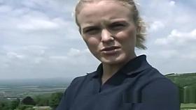 Blonde Chick Teases In Her White Panties Outdoors