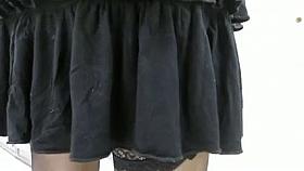 Girl in stockings in supermarket