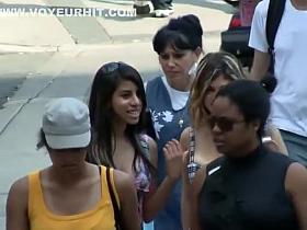 Sexy flag girl posing before car race