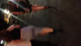 Fat Mexican ass in stripped skirt