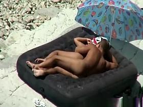 Couple fucking in air mattress