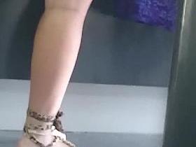 Sexy short shorts with anklet and sandals