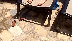 Candid Sexy Feet at the pool in the Pose